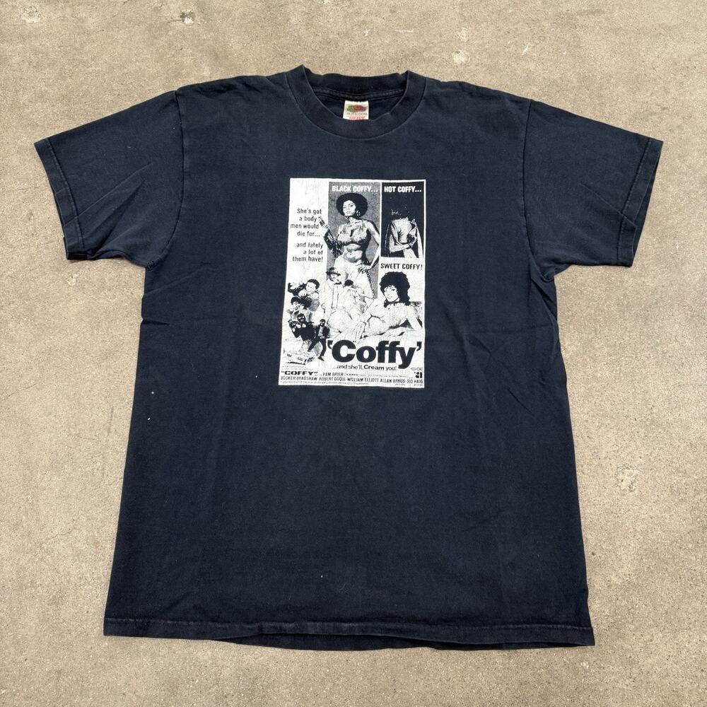 VINTAGE 90s PAM GRIER COFFY ACTION MOVIE FILM PROMO T SHIRT RARE BLACK LARGE